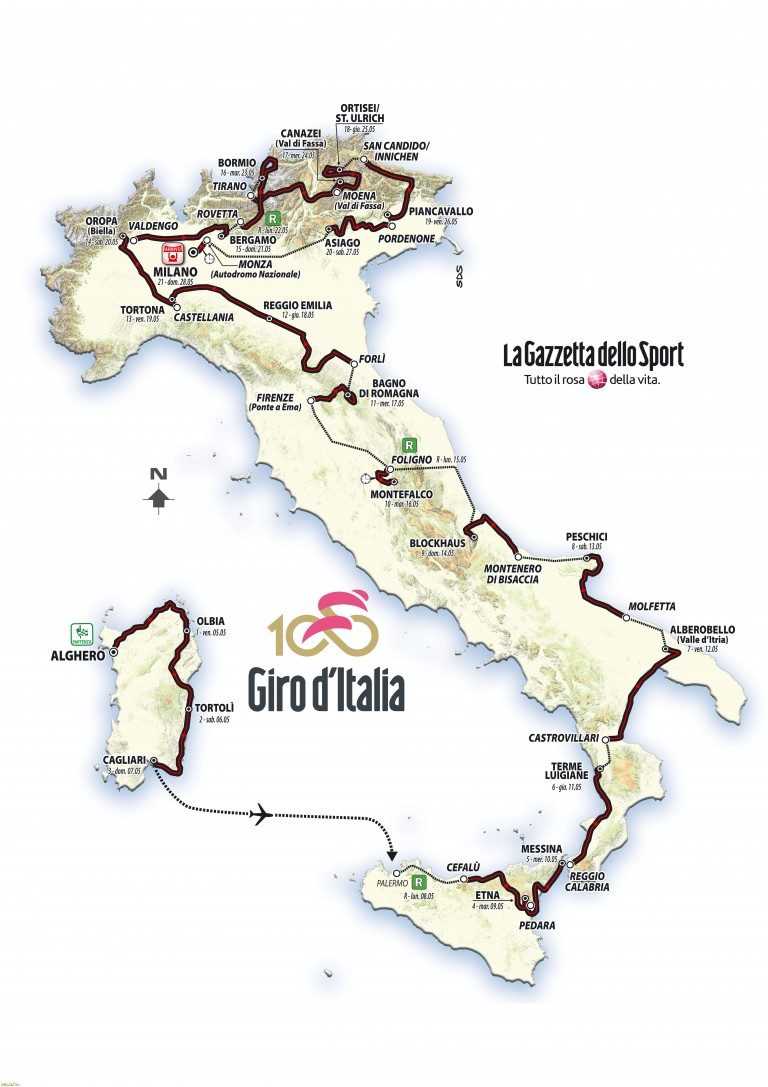 Giro d’Italia 2017 útvonal